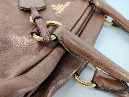 PRADA PRADA Prada Handbag Mini Boston Leather Brown Handbag