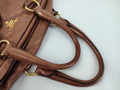 PRADA PRADA Prada Handbag Mini Boston Leather Brown Handbag