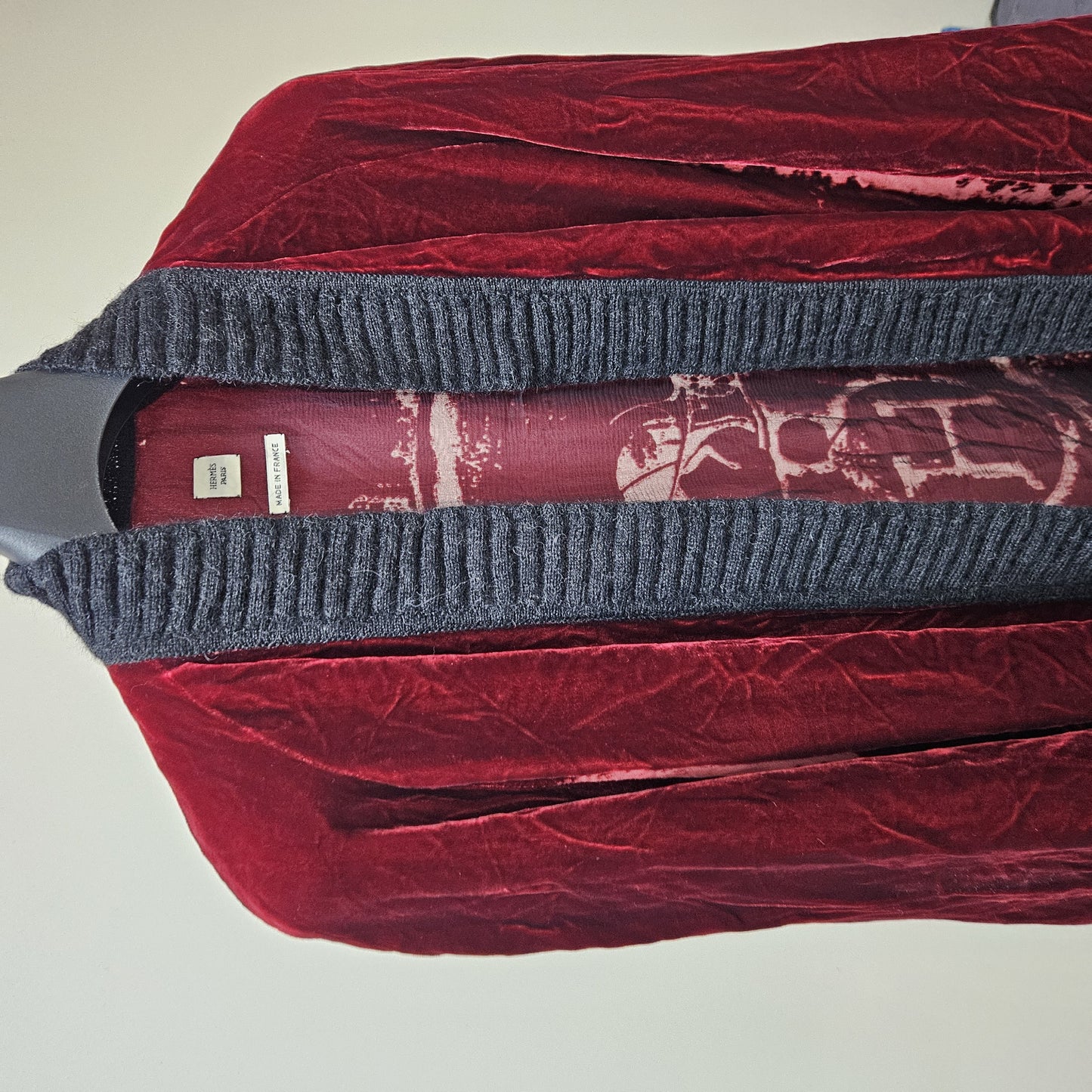 HERMES Hermes Margiela period velour gown wine red size 38 coat