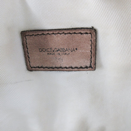 DOLCE&GABBANA Denim Shoulder Bag with Logo Studs, Reconstructed, Indigo Blue