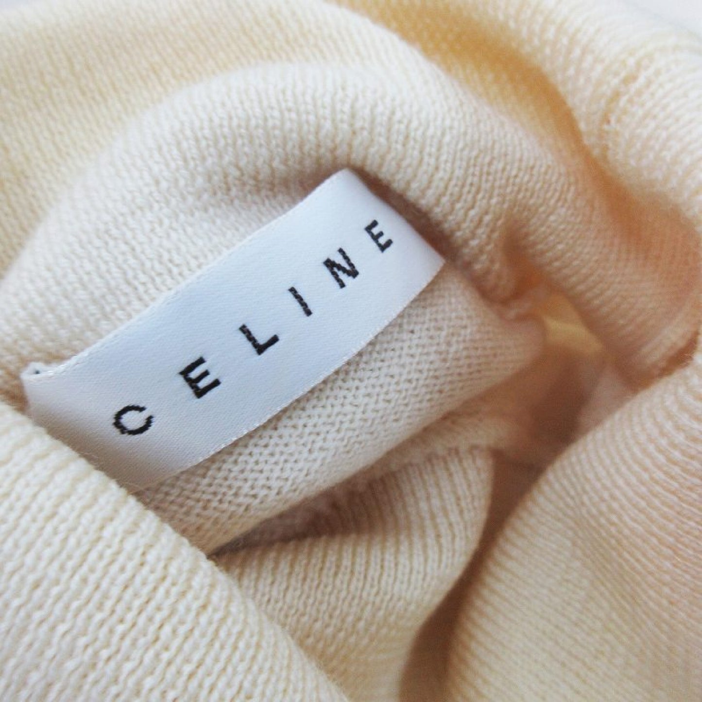 CELINE Men's Knit Turtleneck Sweater, Cream, 100% Wool, Size L/52