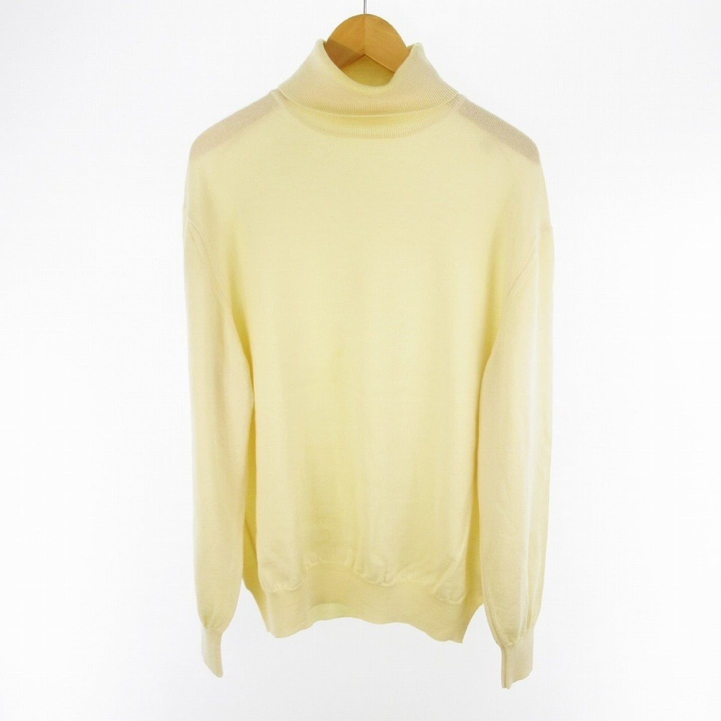 CELINE Men's Knit Turtleneck Sweater, Cream, 100% Wool, Size L/52