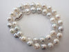 Semi-Round Pearl Necklace, Diameter 9.0-10.0mm, Sterling Silver, 50.9g 