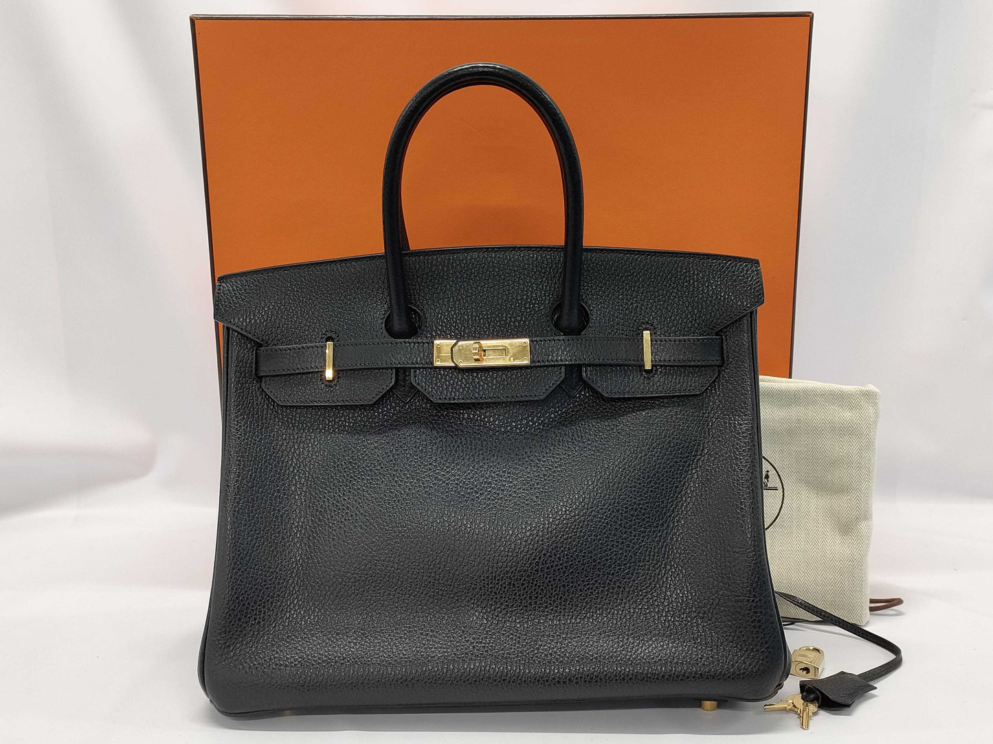 HERMES Birkin 35 □B Stamp Ardennes Black Handbag