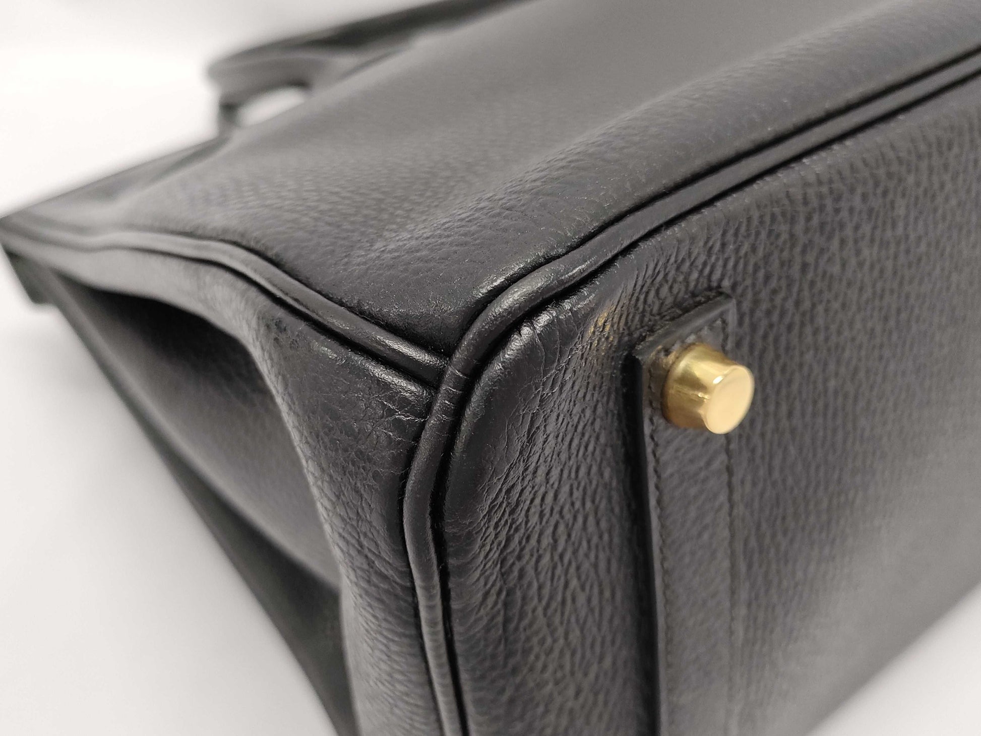 HERMES Birkin 35 □B Stamp Ardennes Black Handbag