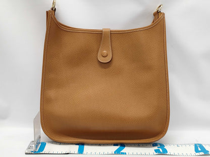 HERMES Evelyn I □B engraved Ardennes gold shoulder bag