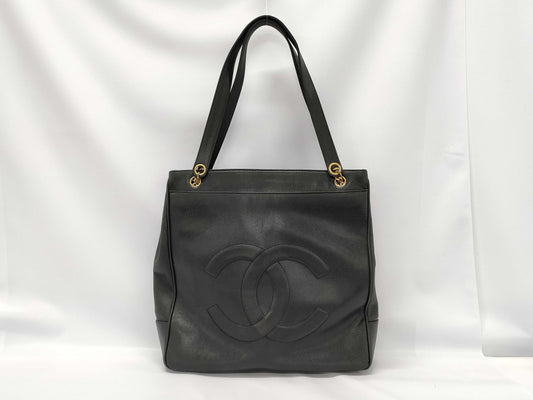 CHANEL Caviar Skin Deka Coco Mark Tote Bag