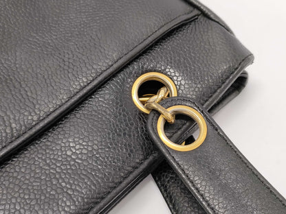 CHANEL Caviar Skin Deka Coco Mark Tote Bag