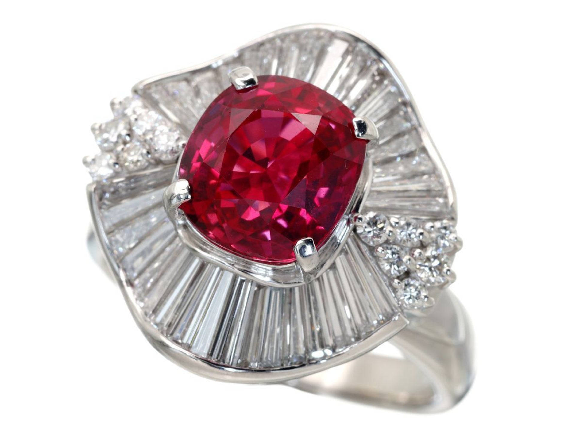 R3.517ct D1.56ct Pt900 13.6g Ring 