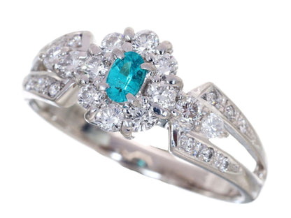 Paraiba tourmaline 0.12ct D0.59ct Pt900 5.9g ring 