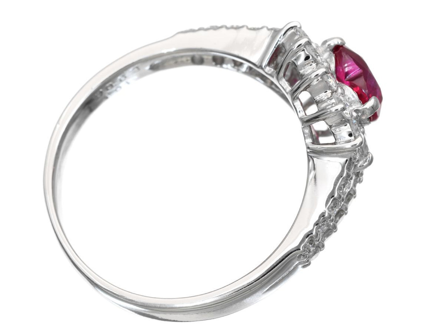 Unheated R1.01ct D0.63ct Pt900 5.8g Ring 