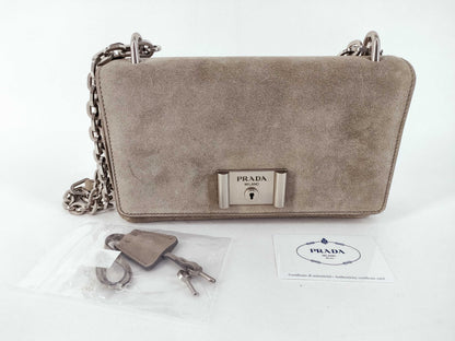 PRADA Suede Leather Chain Shoulder Bag Prada Shoulder Bag