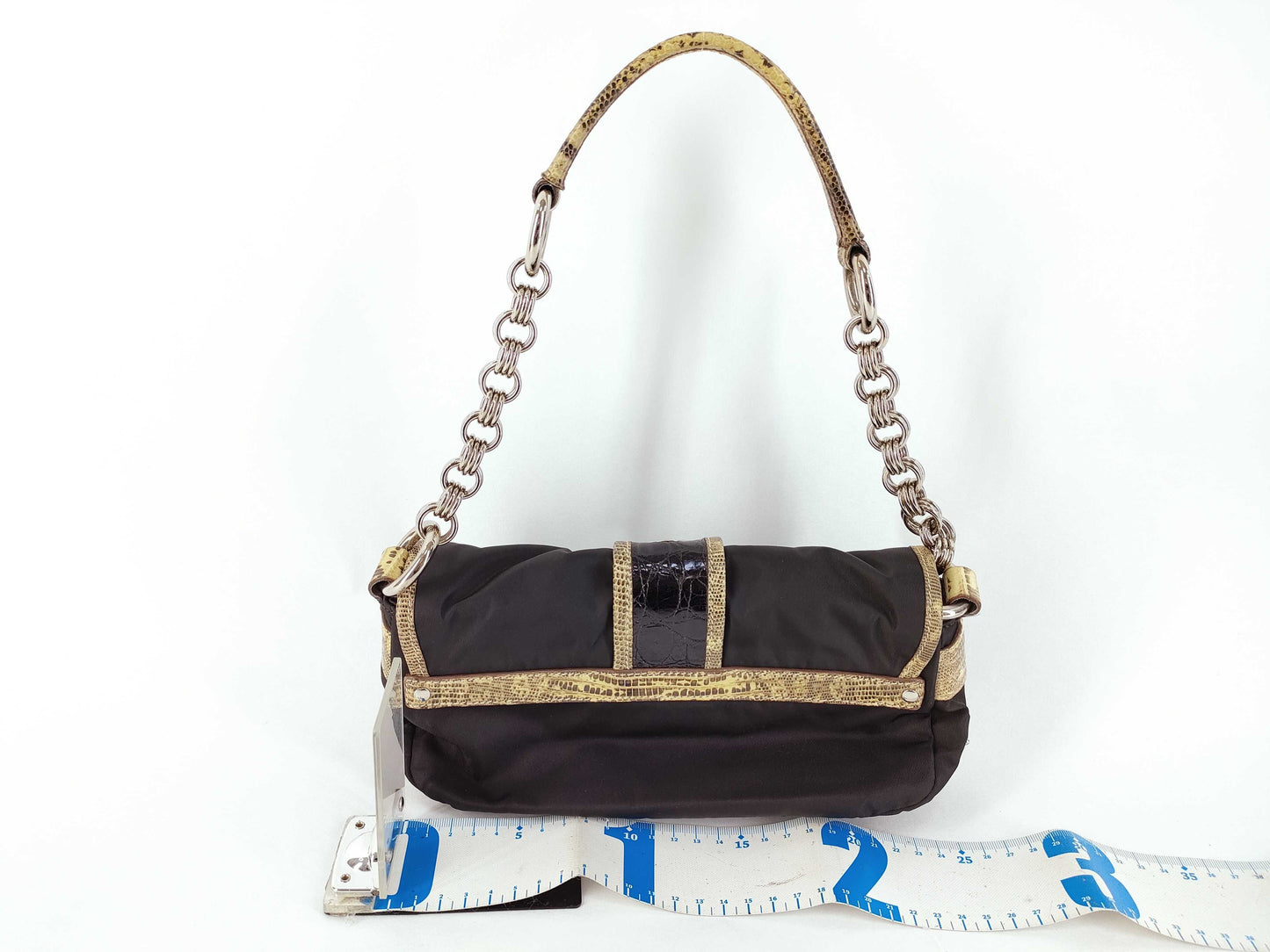 PRADA Crocodile Nylon Leather Chain One-Shoulder Prada Shoulder Bag