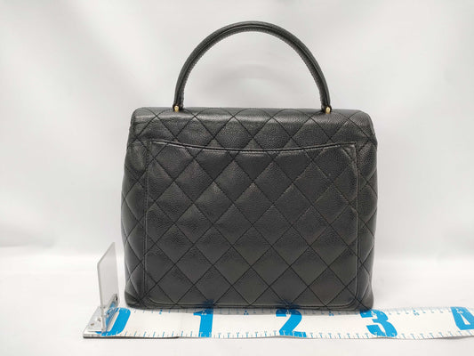 CHANEL Caviar Leather Matelasse One-Handle Handbag, Black, 6376414