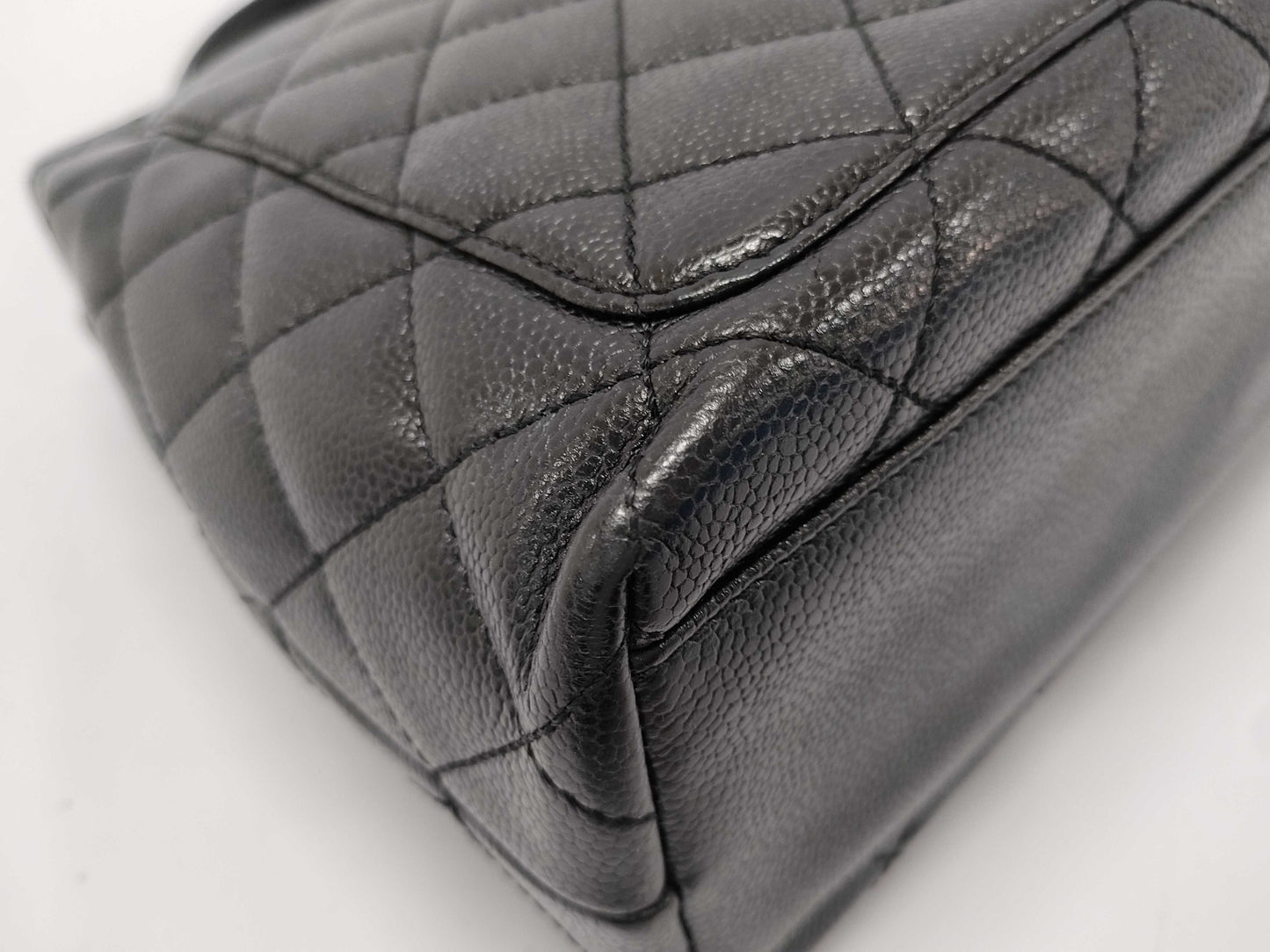 CHANEL Caviar Leather Matelasse One-Handle Handbag, Black, 6376414