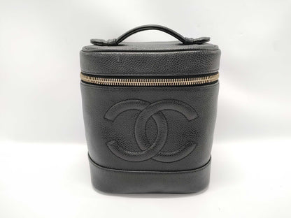 CHANEL Caviar Skin Coco Mark Vanity Bag Black 7822427 Handbag