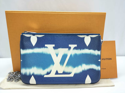 LOUIS VUITTON LV Monogram Elcal Pochette Double Zip Blue Shoulder Bag