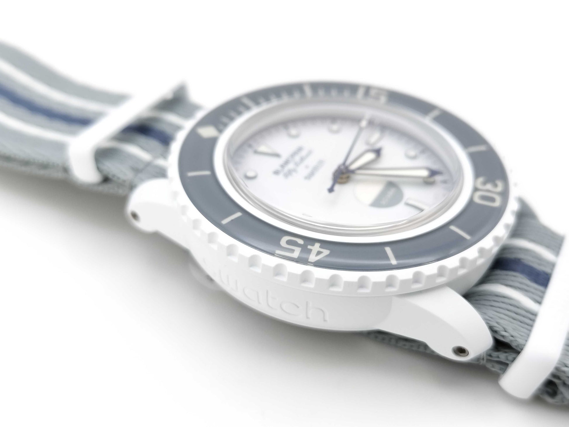 Blancpain Swatch Bioceramic Scuba SO35S100 Fifty Fathoms Antarctic Ocean Grey Men's Watch 