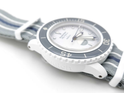 Blancpain Swatch Bioceramic Scuba SO35S100 Fifty Fathoms Antarctic Ocean Grey Men's Watch 