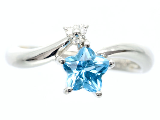Blue Topaz D0.03ct PT900 4.2g Ring 