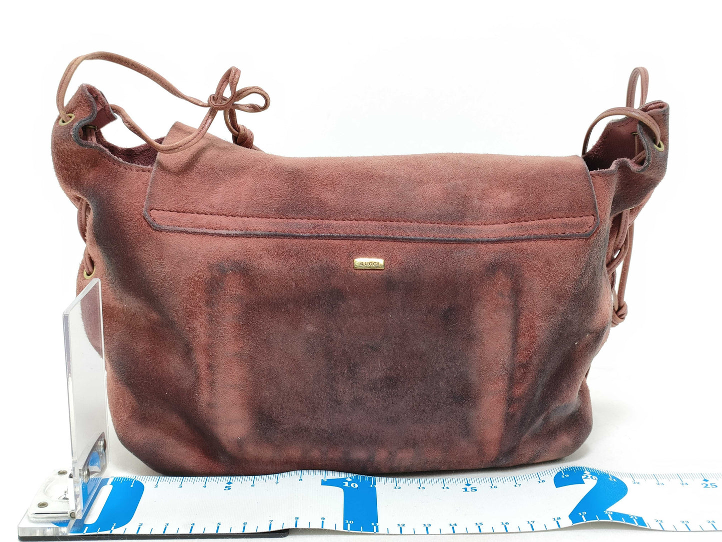 GUCCI Suede and Heart Shoulder Bag, Genuine Leather