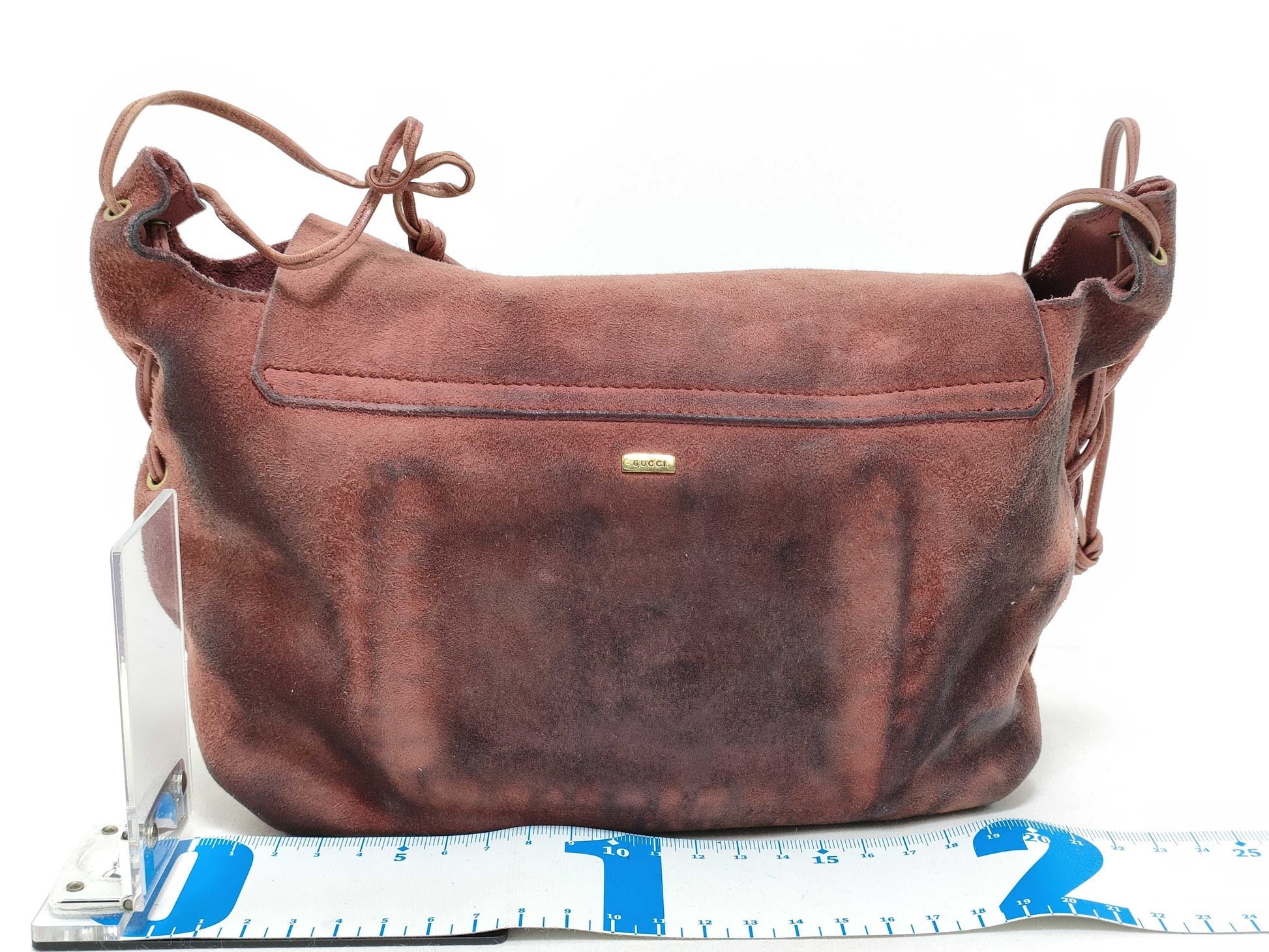 GUCCI Suede and Heart Shoulder Bag, Genuine Leather