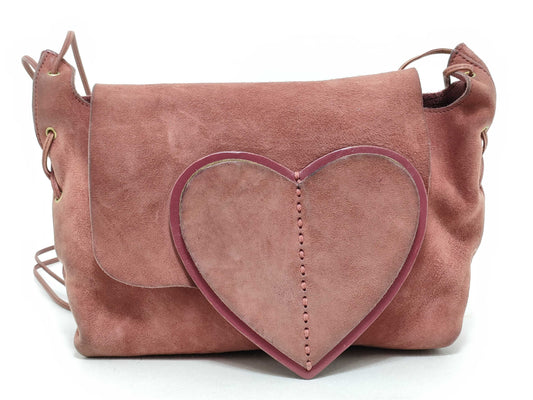 GUCCI Suede and Heart Shoulder Bag, Genuine Leather