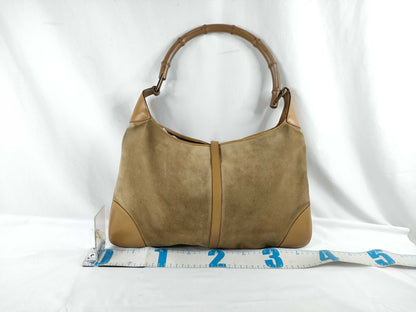 GUCCI Bamboo Jackie Suede Shoulder Bag