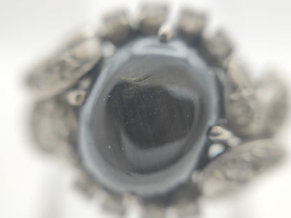 Black Star Sapphire and Diamond K4 5.8g Ring 