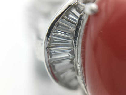 Coral ring, 4.677ct, D0.66ct, 750, 7.8g 