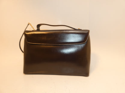 Dior 2-way Logo Lock Leather Dark Brown Handbag with Clasp Case