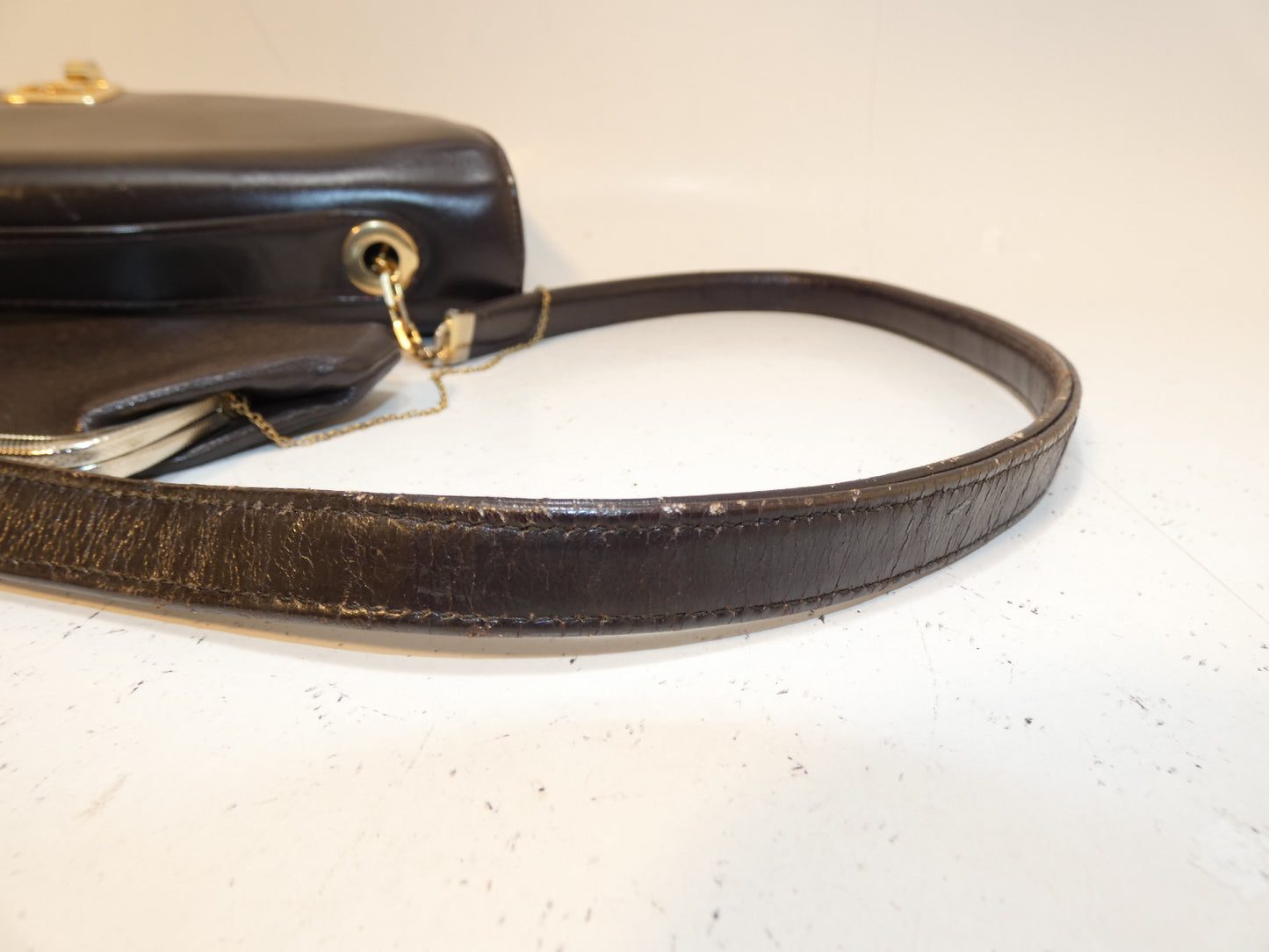 Dior 2-way Logo Lock Leather Dark Brown Handbag with Clasp Case