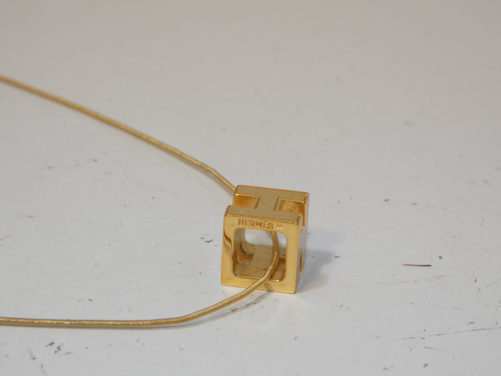 HERMES H Cube Orange Necklace Necklace