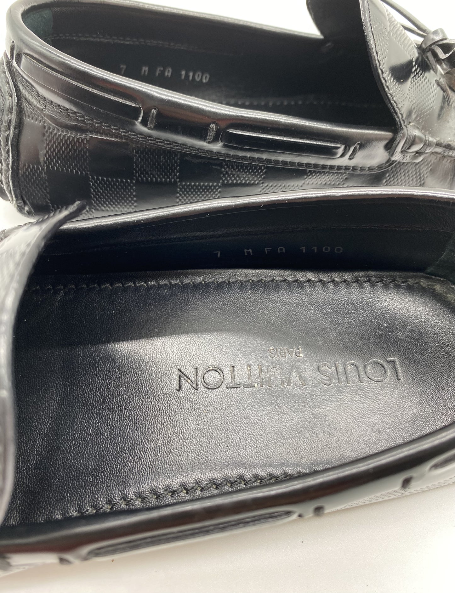 LOUIS VUITTON Damier Tassel FA1100 Driving Shoes Size 7 Loafers