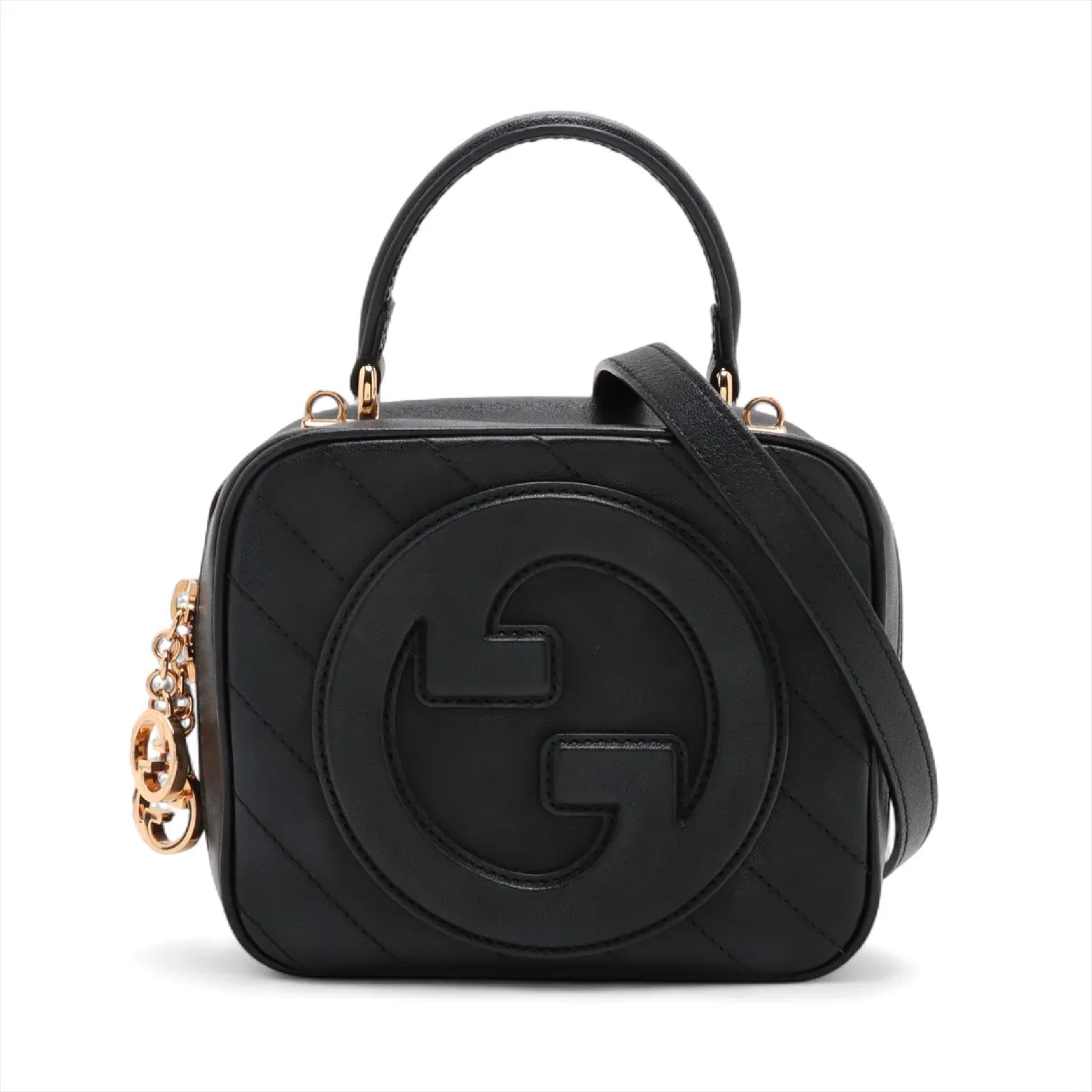 GUCCI Blondie Leather 2-Way Handbag, Black, 744434, Shoulder Bag