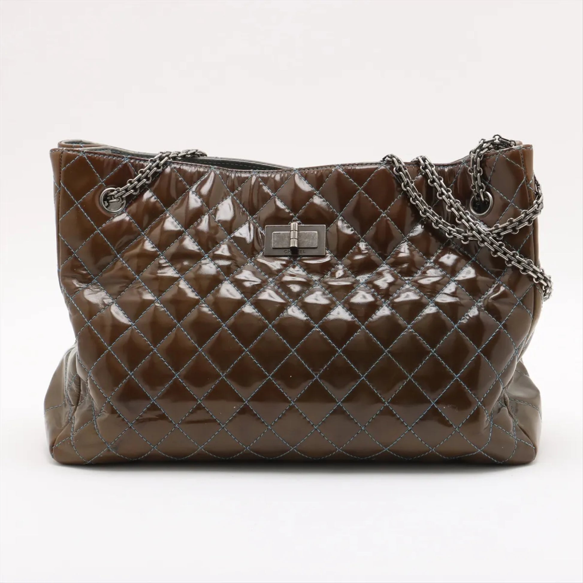 CHANEL Matelasse 2.55 Patent Leather Chain Tote Bag, 15 Series