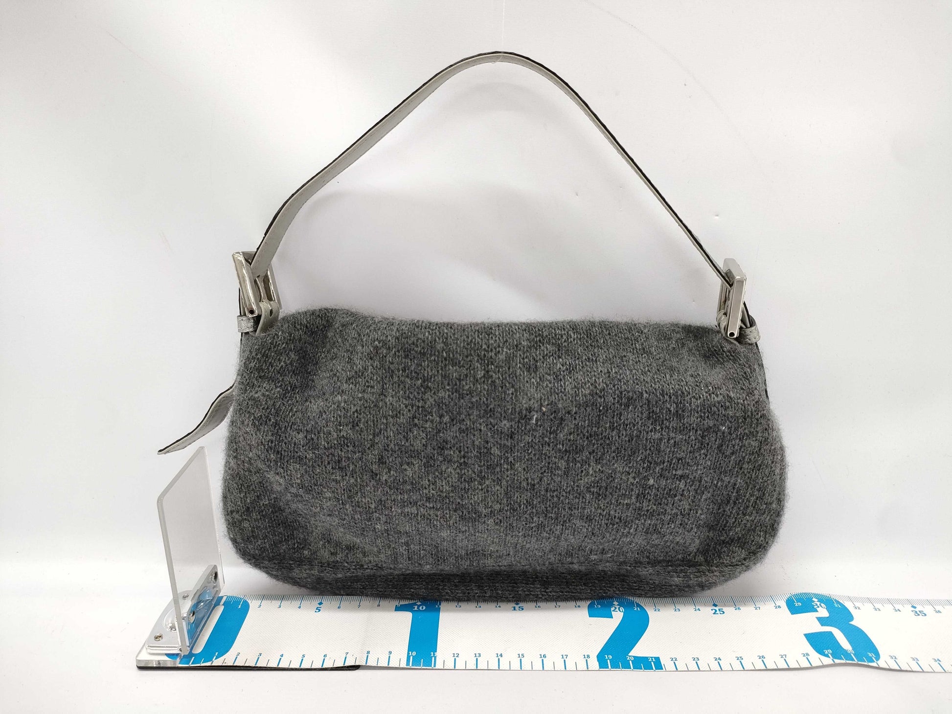 FENDI FENDI Knit Rhinestone Baguette Mamma Bucket Shoulder Bag