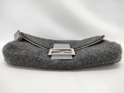 FENDI FENDI Knit Rhinestone Baguette Mamma Bucket Shoulder Bag