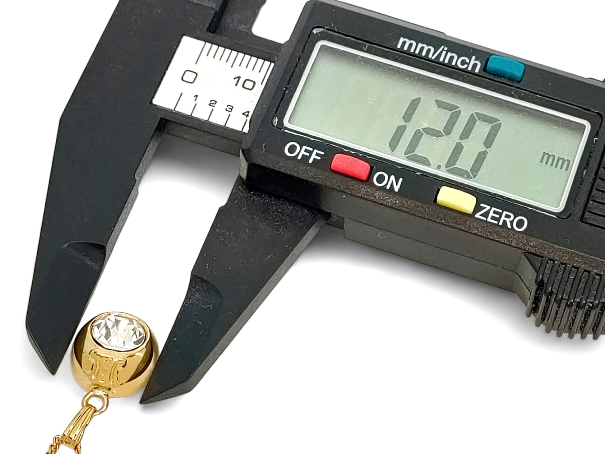 CELINE CELINE Gold-Colored Large Rhinestone Triomphe Mark Pendant Necklace 5.9g Necklace