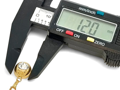 CELINE CELINE Gold-Colored Large Rhinestone Triomphe Mark Pendant Necklace 5.9g Necklace