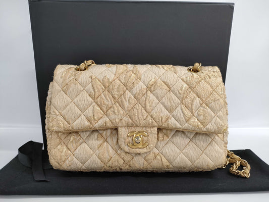 CHANEL Matelasse 25 Double Flap Jacquard Double Chain Gold Hardware Chain Shoulder Bag 17 Series