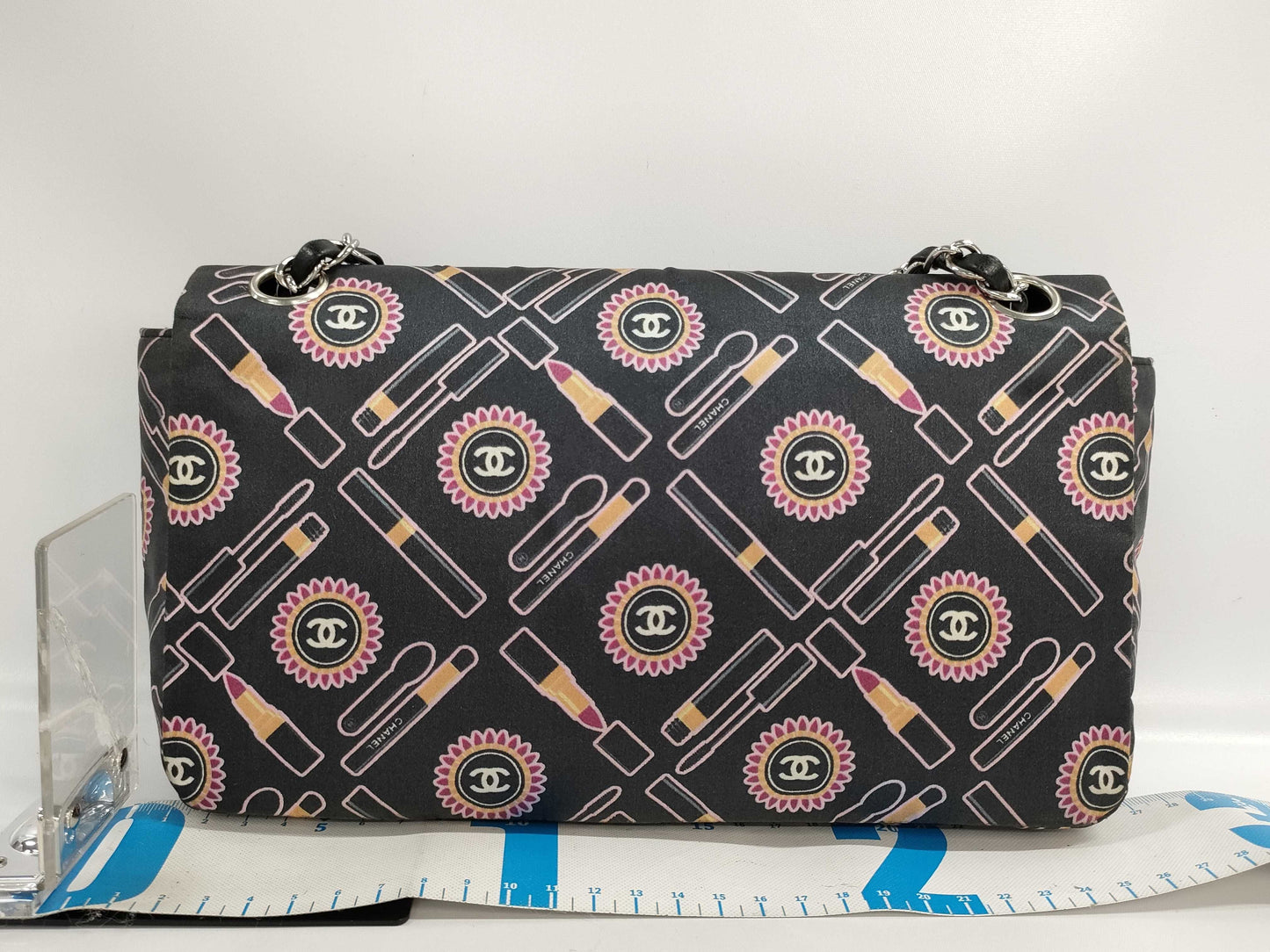 CHANEL Matelasse 25 Icon Satin Lipstick Double Chain Shoulder Bag, No. 9