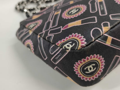 CHANEL Matelasse 25 Icon Satin Lipstick Double Chain Shoulder Bag, No. 9