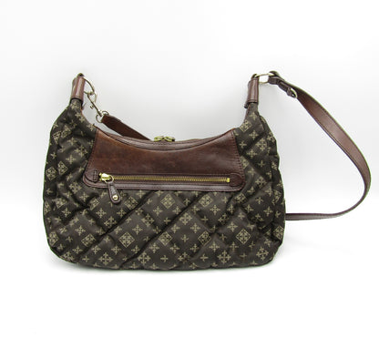 russet nylon shoulder bag with brown leather and G hardware