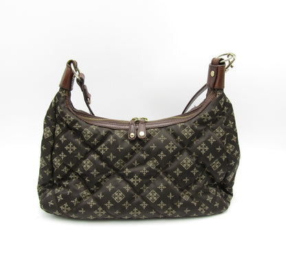 russet nylon shoulder bag with brown leather and G hardware