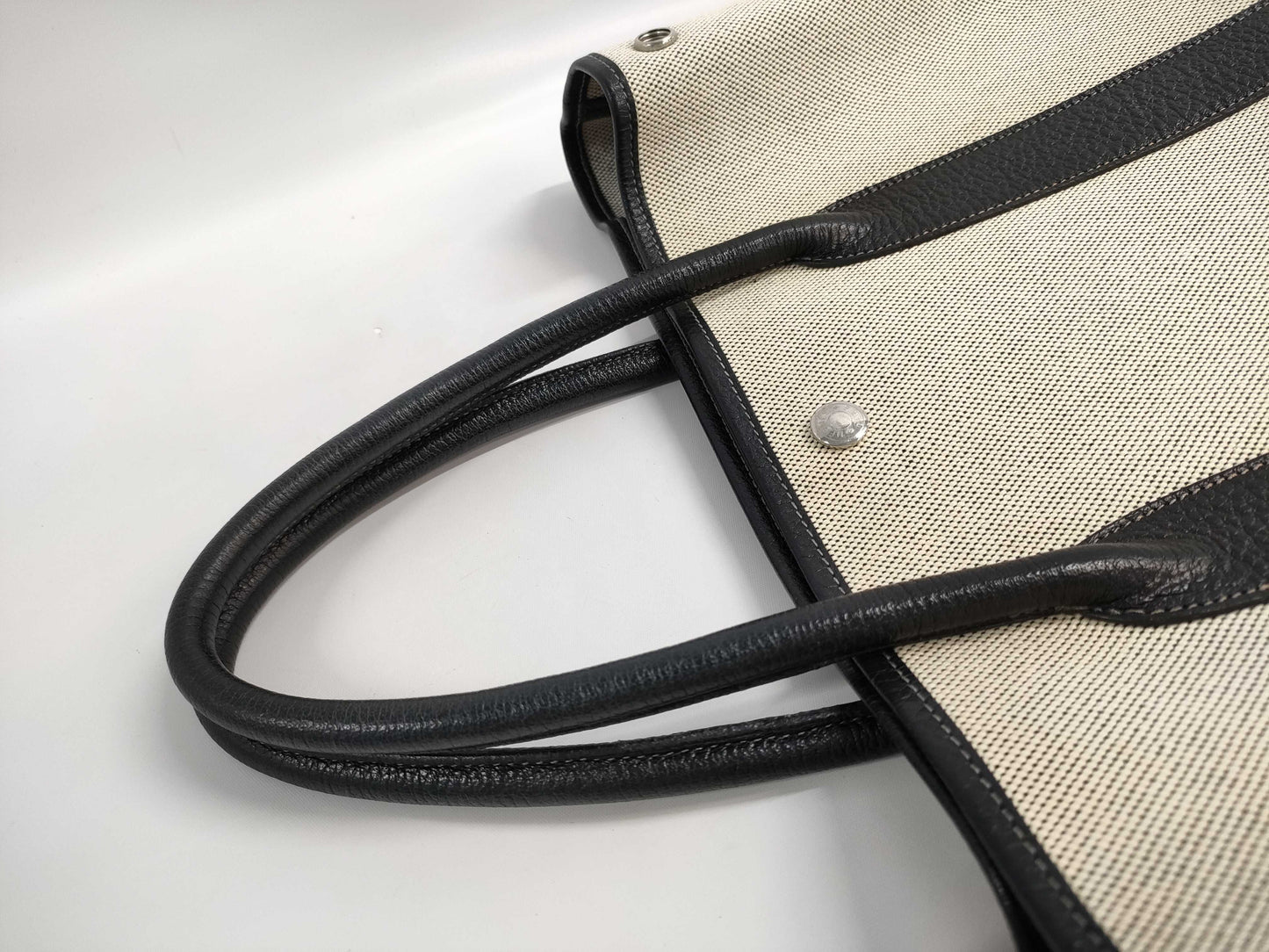 HERMES Garden File MM Toile H/Buffle Skipper Women's Tote Bag, Gray