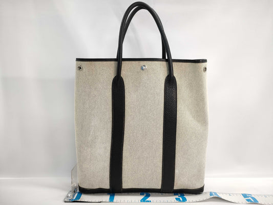 HERMES Garden File MM Toile H/Buffle Skipper Women's Tote Bag, Gray