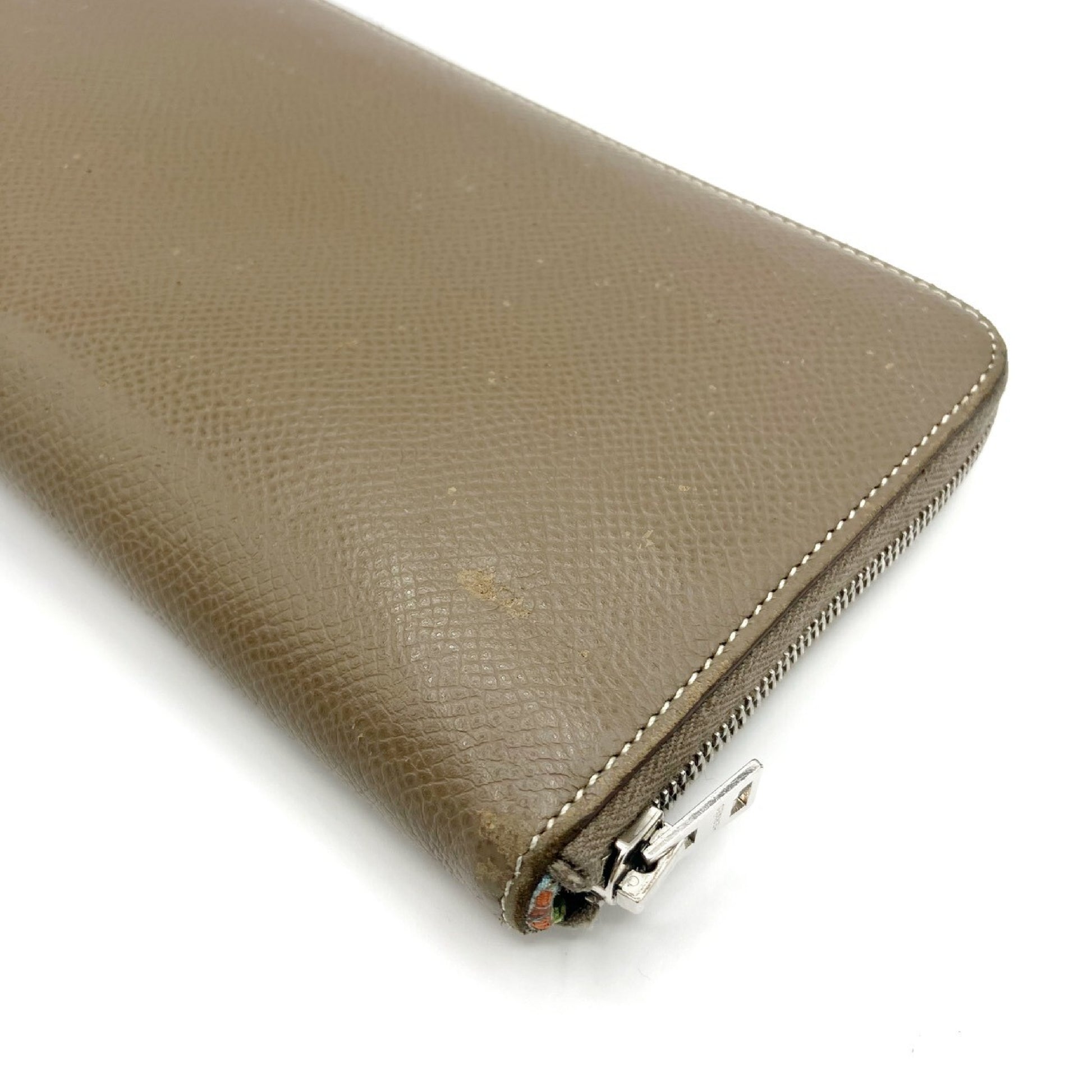 HERMES Azap Long Silk-in Long Wallet Etoupe Engraved D Wallet