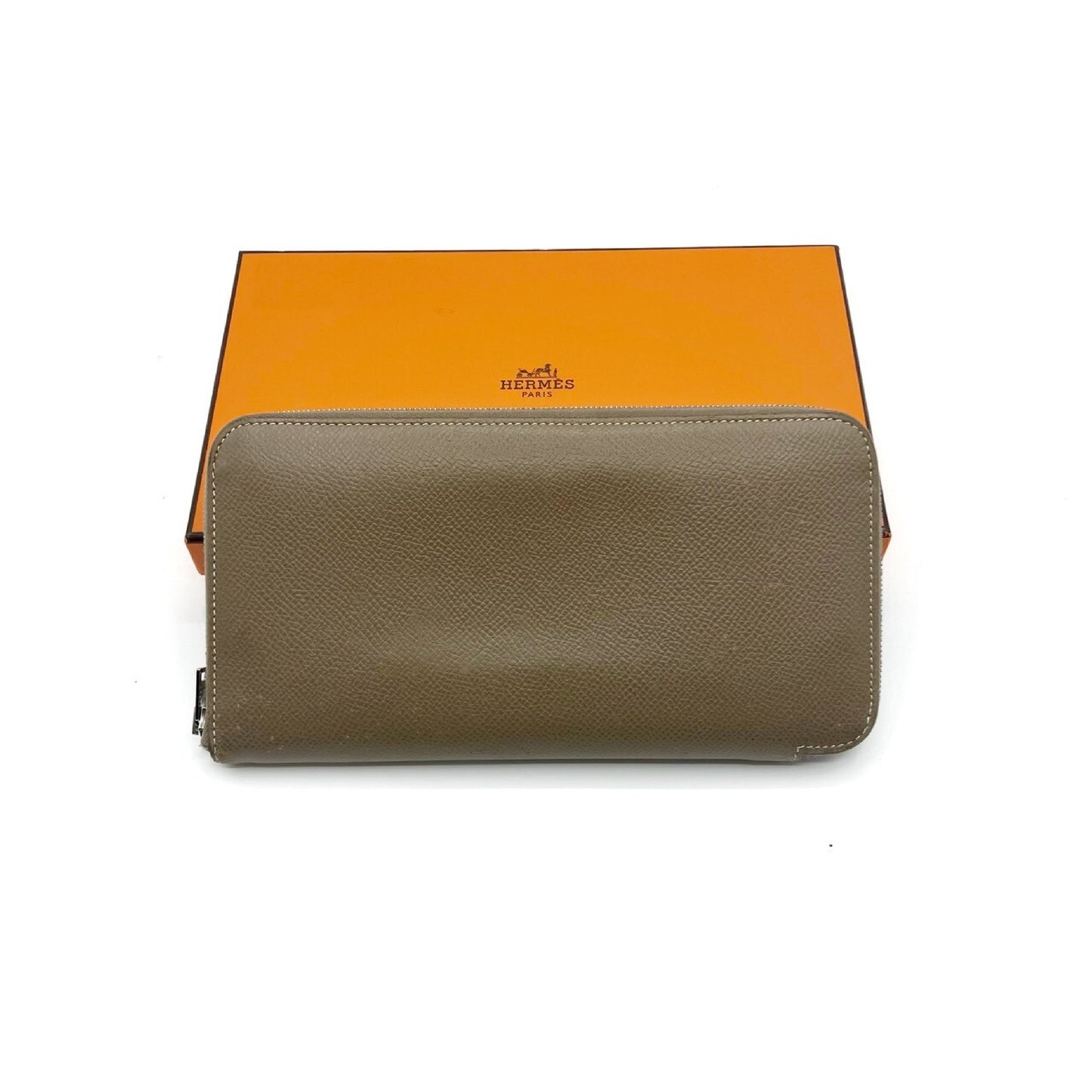 HERMES Azap Long Silk-in Long Wallet Etoupe Engraved D Wallet