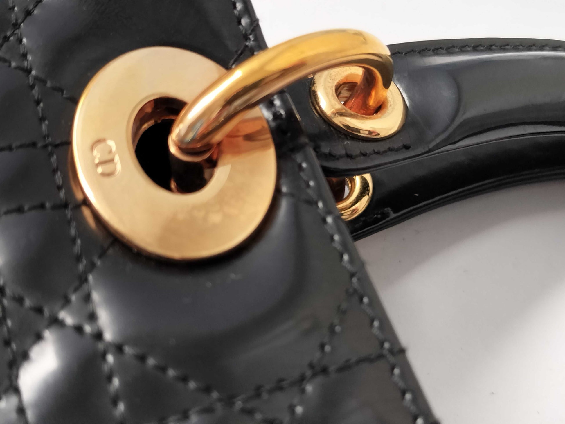 Dior Lady Dior Cannage Patent Handbag